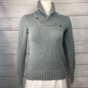 Polo Ralph Lauren Womens Shawl Collar Sweater Gray